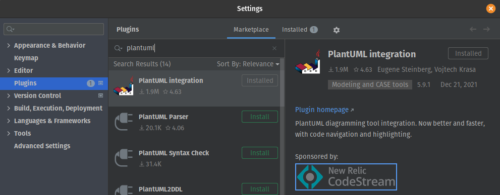 IntelliJ PlantUML intigration