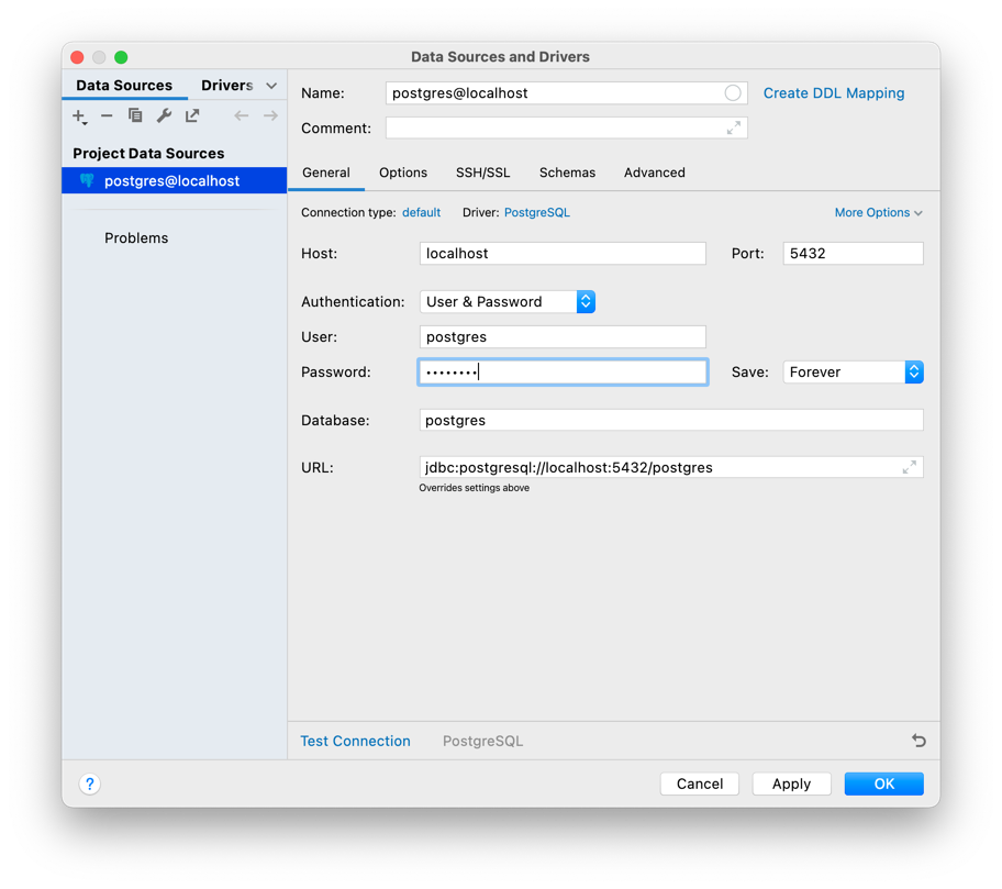 database postgres datasource